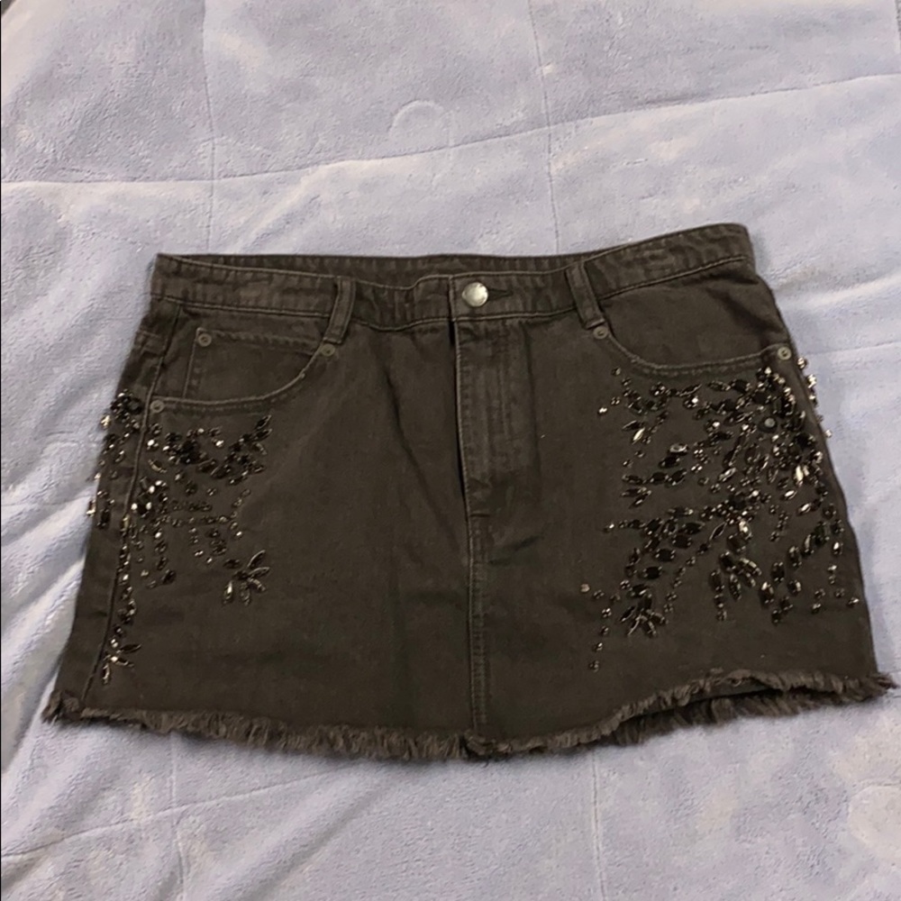 Free people frayed hem 5 pocket embellished skirt
